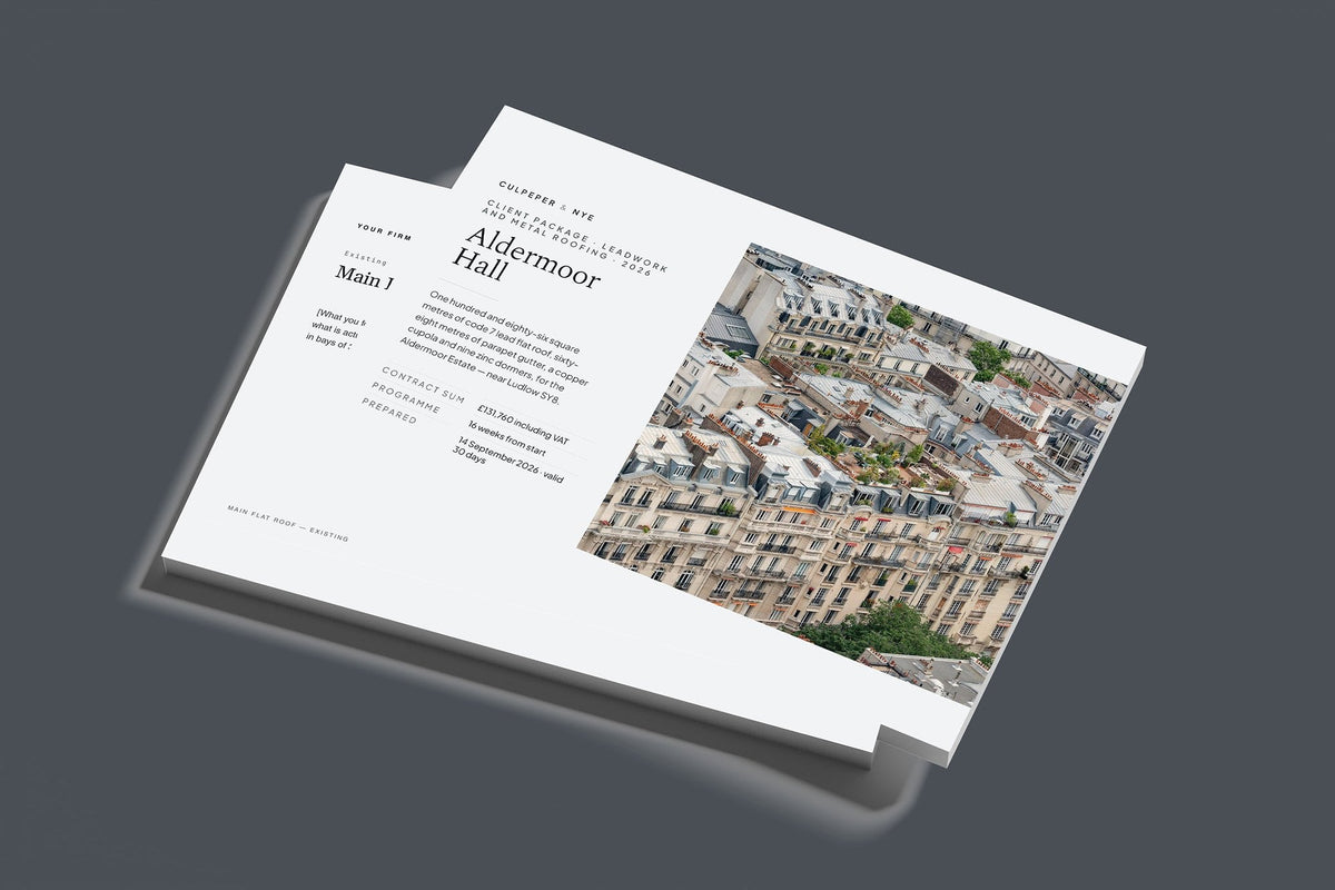 Leadwork Client Package, Slate colourway, stacked books mockup