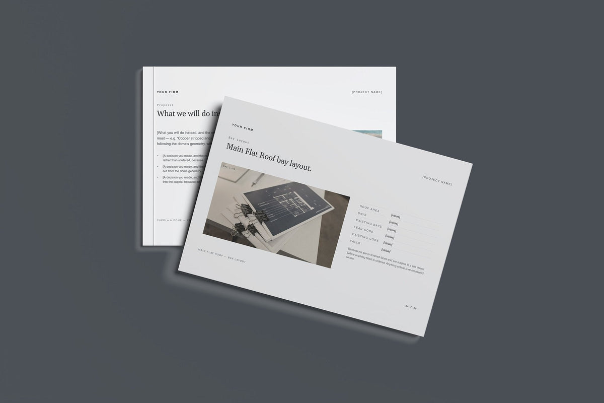 Leadwork Client Package, Slate colourway, front and back cover mockup