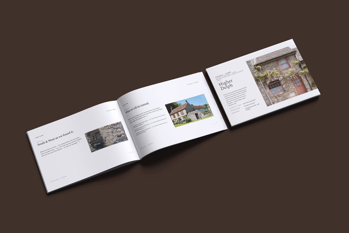 Lime Repointing Client Package, Ivory colourway, cover and inside spread mockup