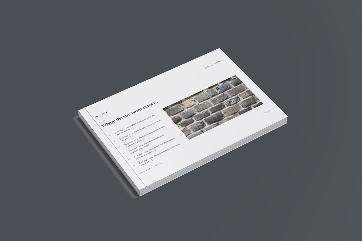 Lime Repointing Client Package, Slate colourway, closed magazine mockup