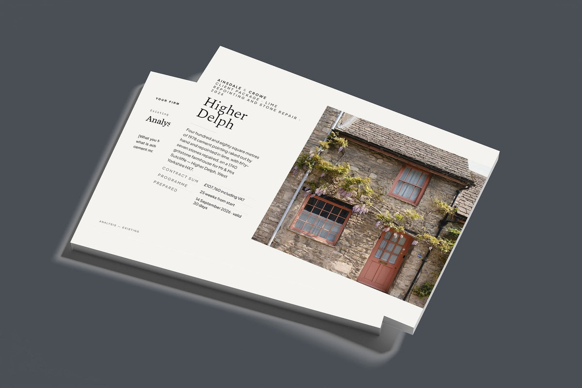 Lime Repointing Client Package, Standard colourway, stacked books mockup