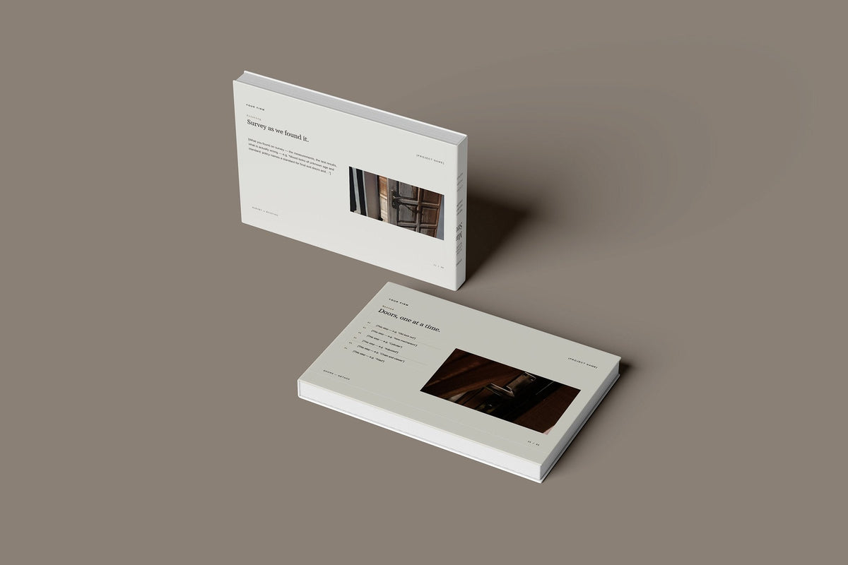 Locksmith Client Package, Oat colourway, floating books mockup