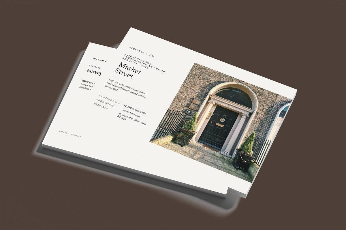 Locksmith Client Package, Standard colourway, stacked books mockup