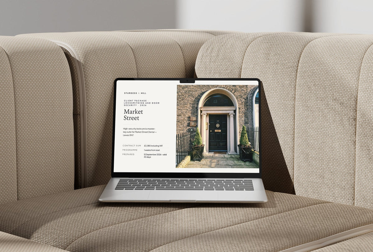 Locksmith Client Package, Standard colourway, laptop screen mockup