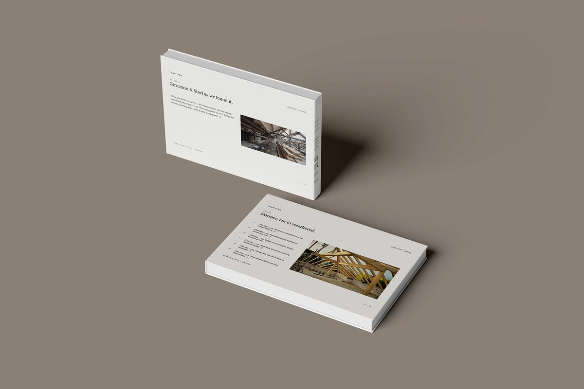 Loft Conversion Client Package, Ivory colourway, floating books mockup