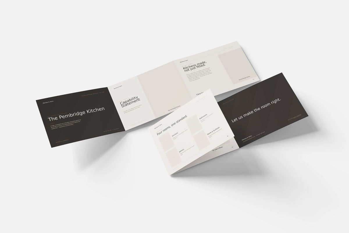 Kitchen & Bathroom Fitter Project Pack in PowerPoint, fold out pages laid together