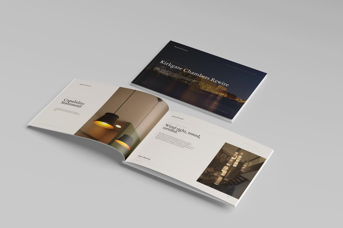 Electrician Project Pack in PowerPoint, printed cover shown at an angle
