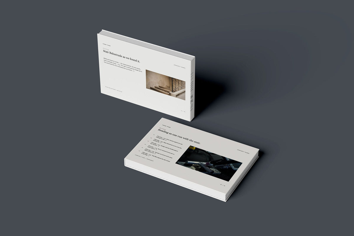 Metalwork Client Package, Ivory colourway, floating books mockup