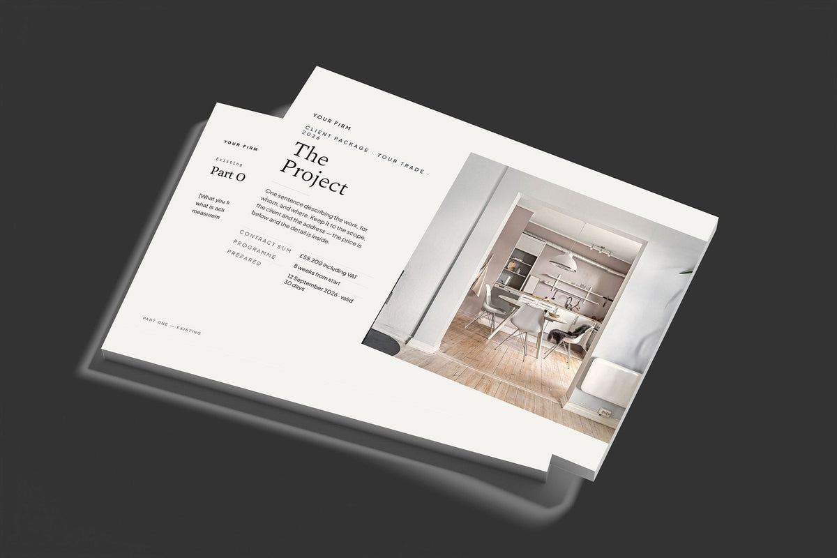 Multi-Trade Client Package, Standard colourway, stacked books mockup