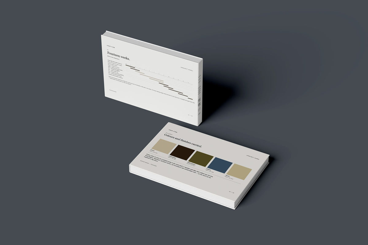 Muralist Client Package, Ivory colourway, floating books mockup