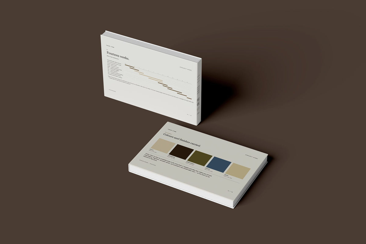 Muralist Client Package, Oat colourway, floating books mockup