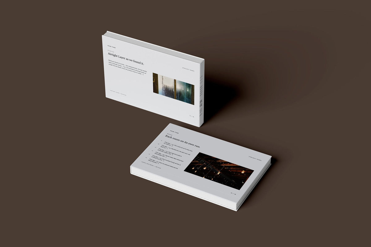 MVHR Client Package, Slate colourway, floating books mockup