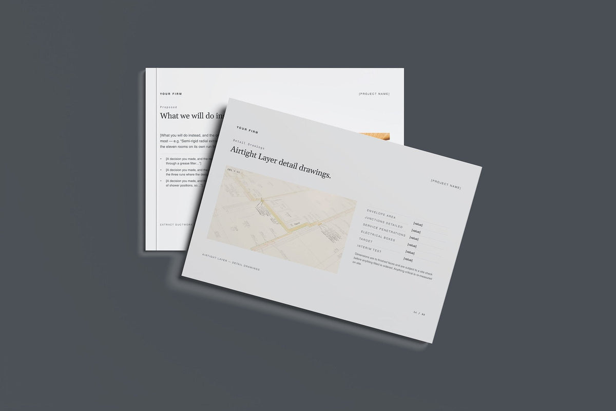 MVHR Client Package, Slate colourway, front and back cover mockup