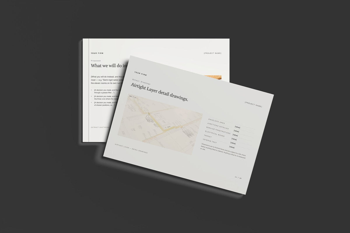 MVHR Client Package, Standard colourway, front and back cover mockup