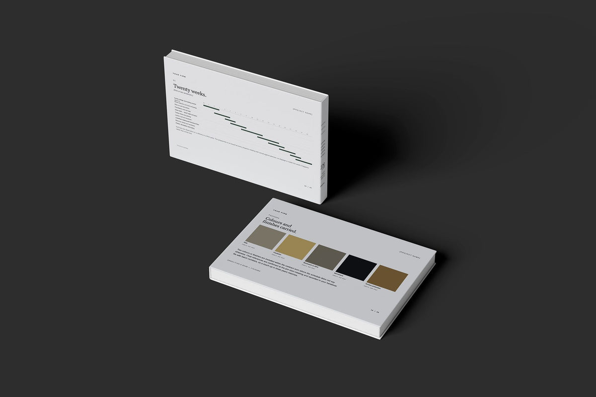 Orangery Client Package, Slate colourway, floating books mockup