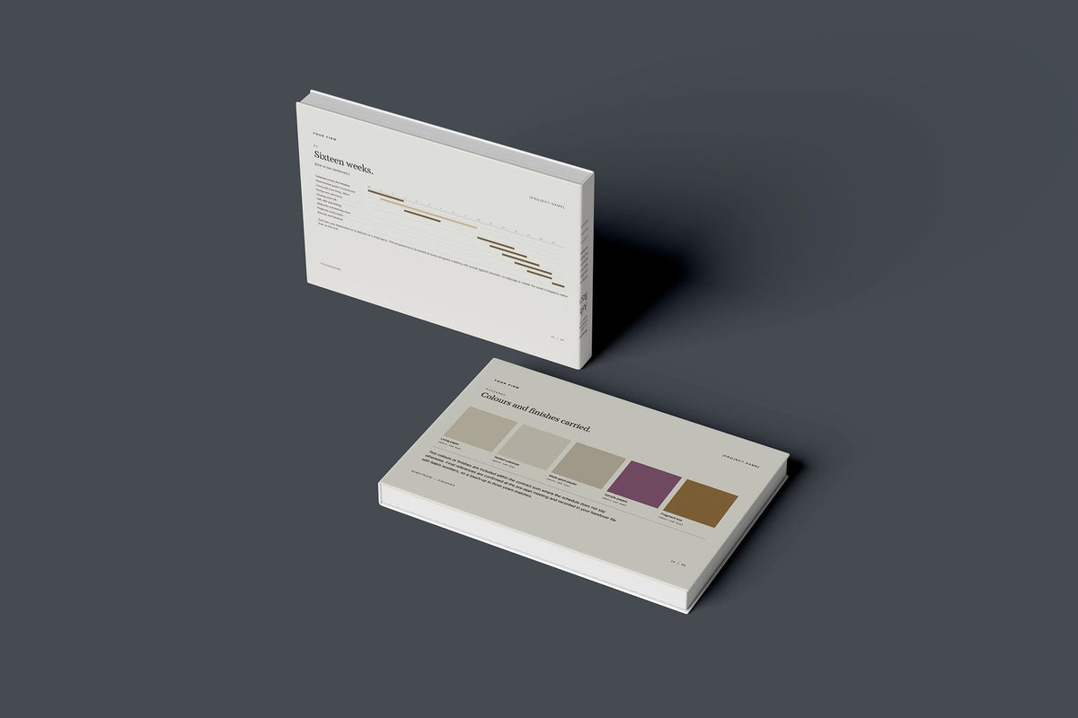 Paper Hanging Client Package, Oat colourway, floating books mockup