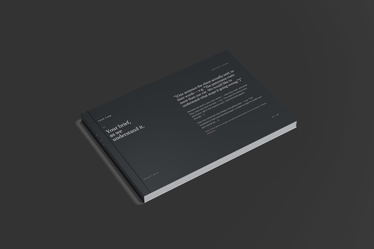 Paper Hanging Client Package, Slate colourway, closed magazine mockup