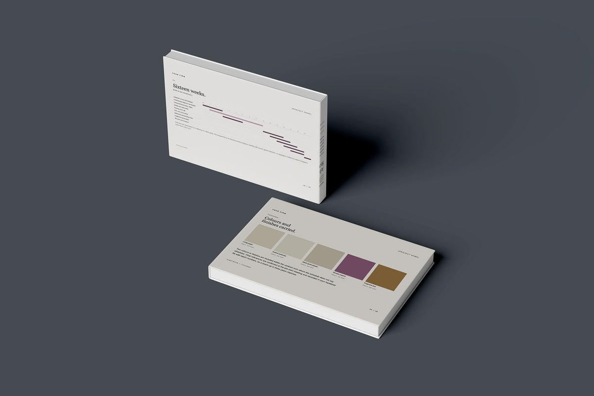 Paper Hanging Client Package, Standard colourway, floating books mockup