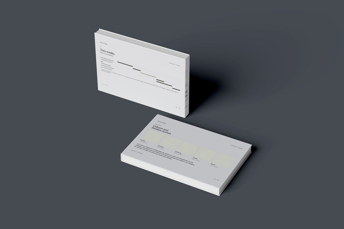 Piling Client Package, Slate colourway, floating books mockup