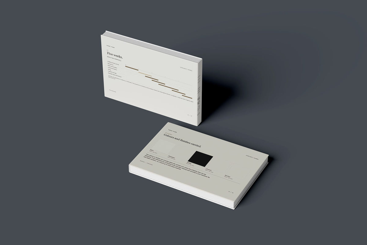 Pitched Roof Re-tiling Client Package, Oat colourway, floating books mockup