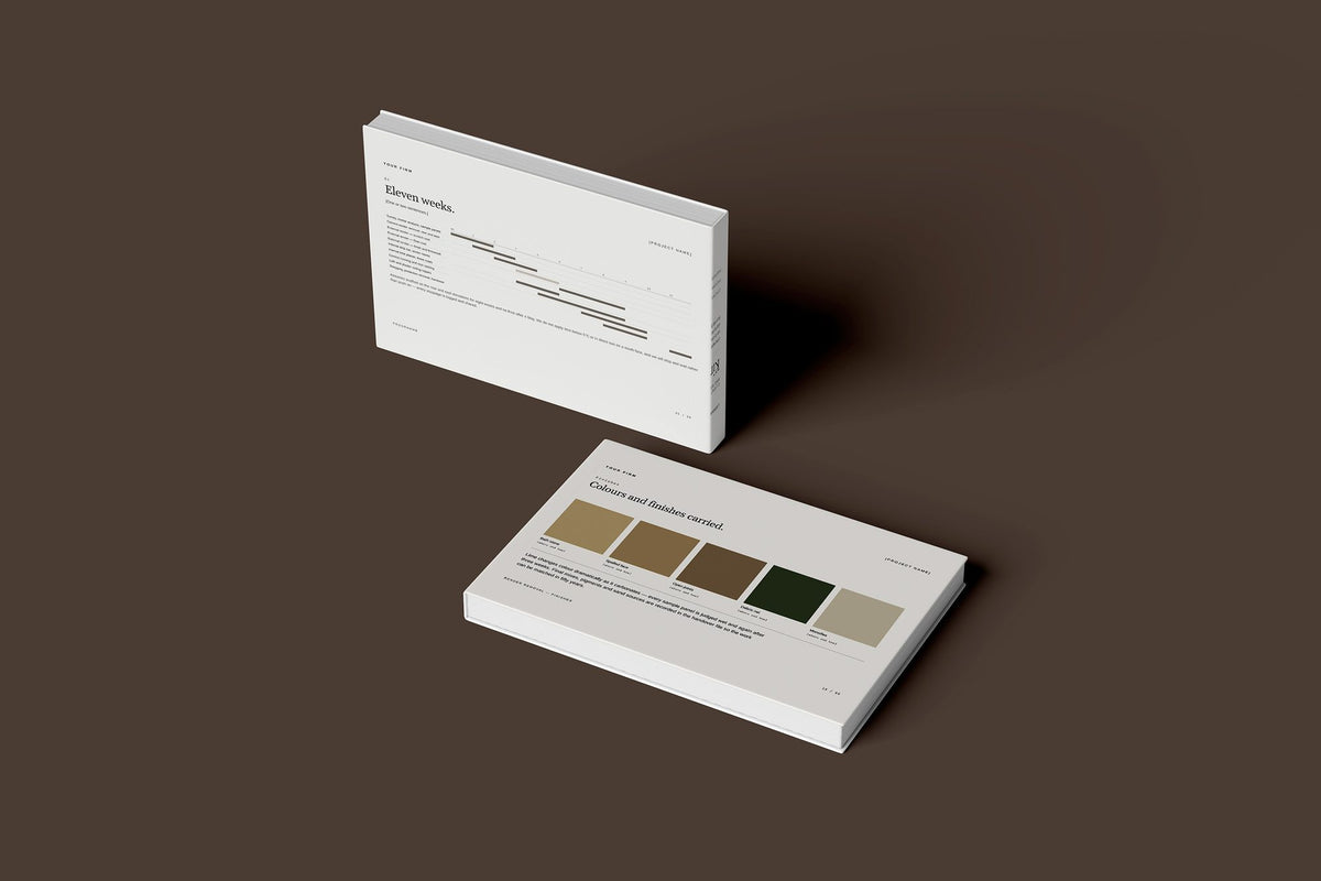 Plasterer Client Package, Ivory colourway, floating books mockup