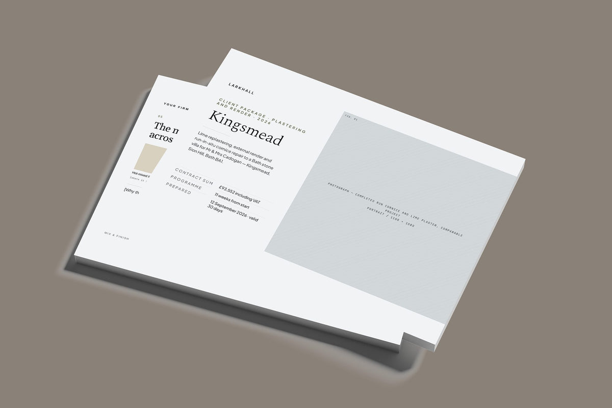 Plasterer Client Package, Slate colourway, stacked books mockup