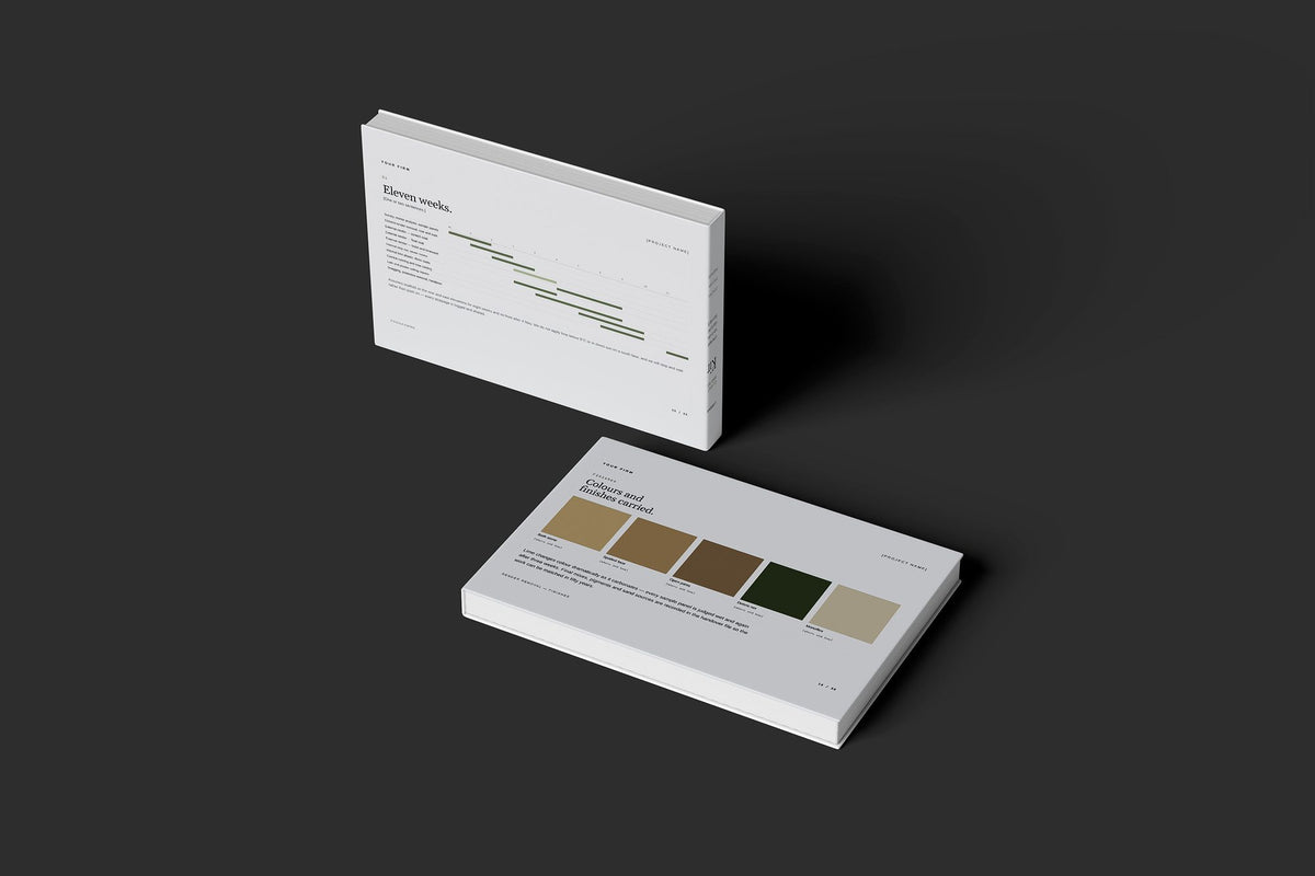 Plasterer Client Package, Slate colourway, floating books mockup