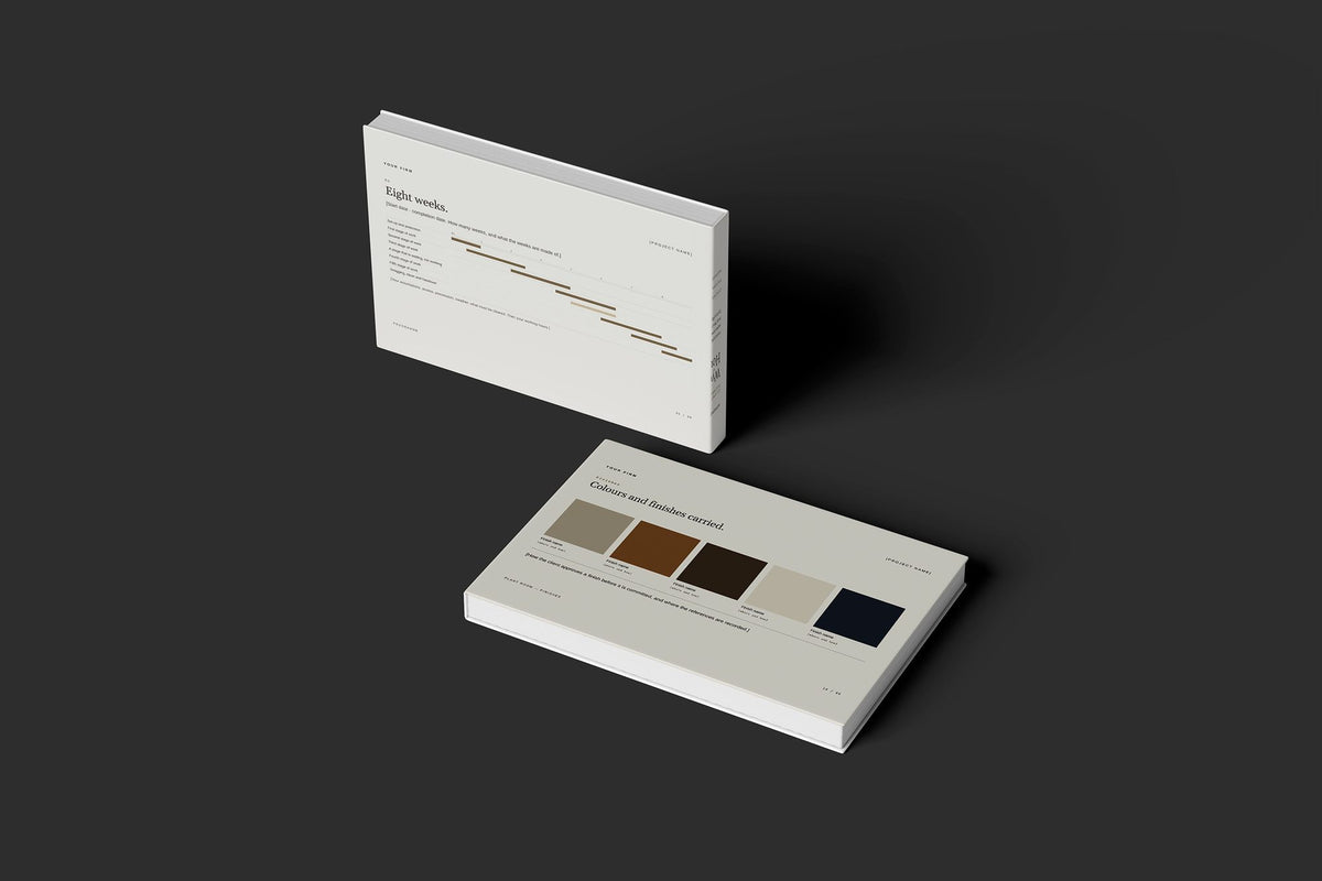 Plumber Client Package, Oat colourway, floating books mockup