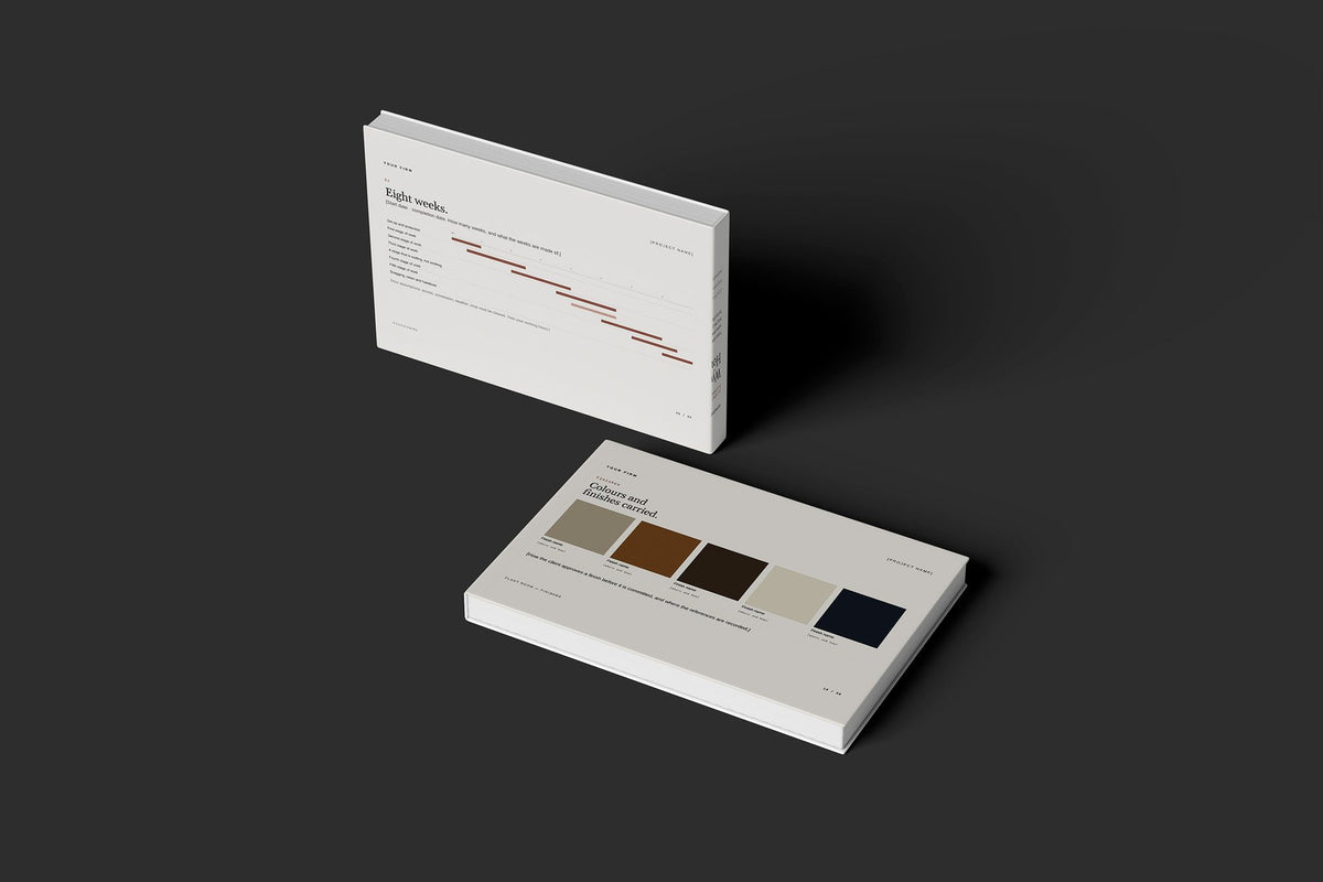 Plumber Client Package, Standard colourway, floating books mockup