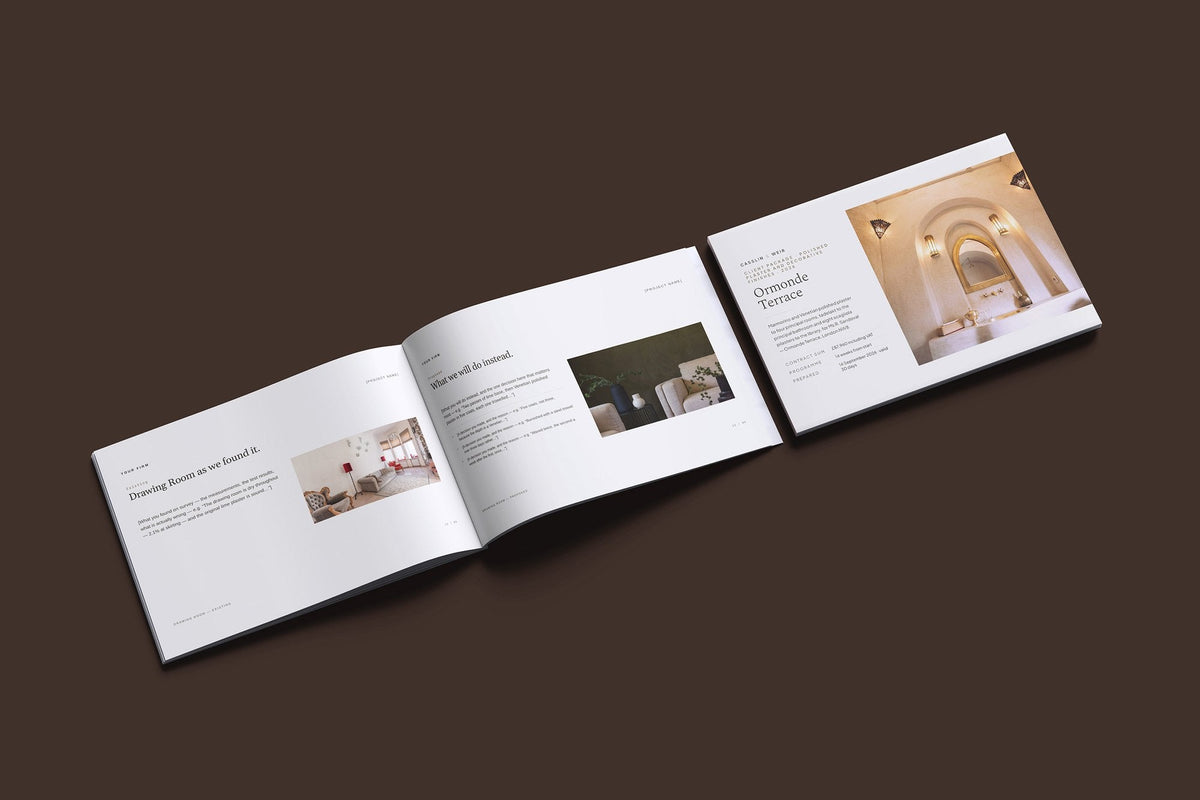 Polished Plaster Client Package, Oat colourway, cover and inside spread mockup