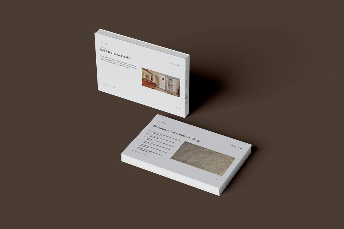 Polished Plaster Client Package, Slate colourway, floating books mockup