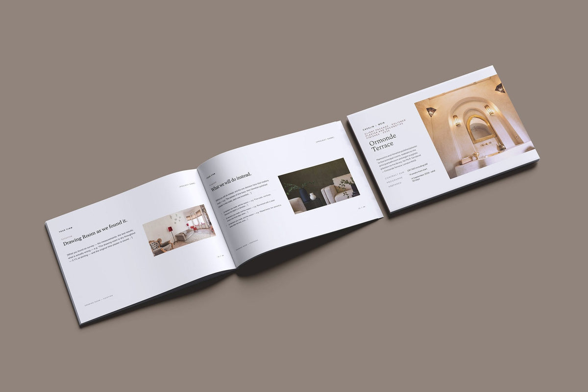 Polished Plaster Client Package, Slate colourway, cover and inside spread mockup