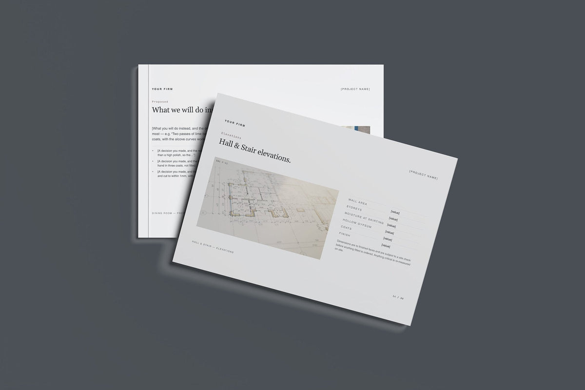 Polished Plaster Client Package, Slate colourway, front and back cover mockup