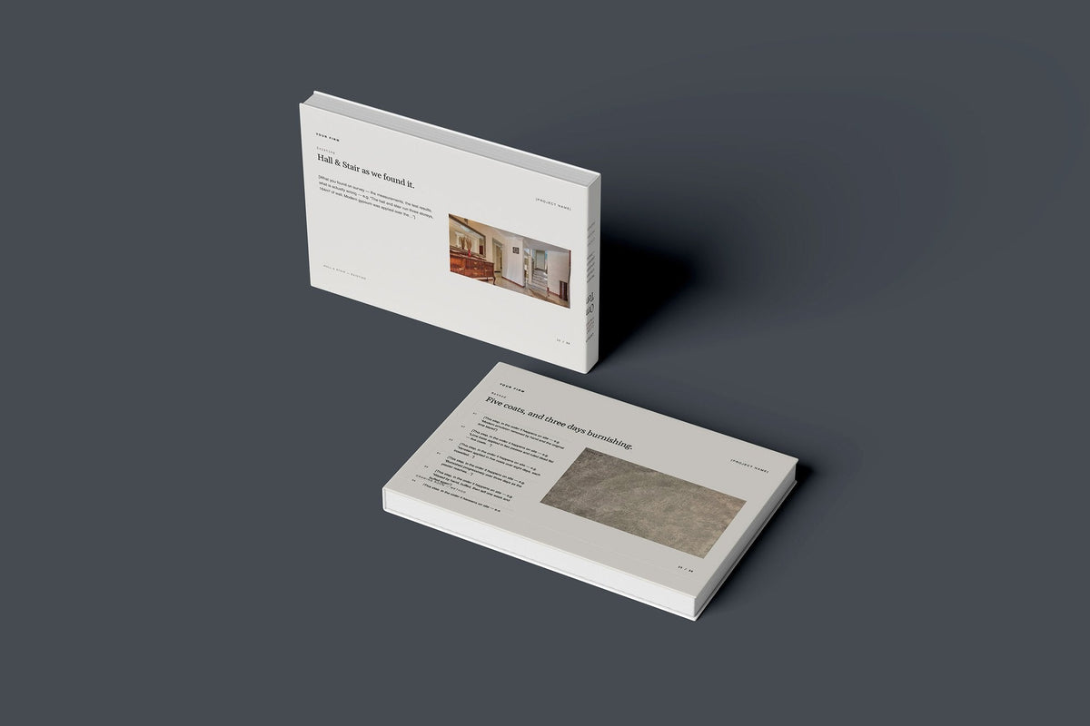 Polished Plaster Client Package, Standard colourway, floating books mockup