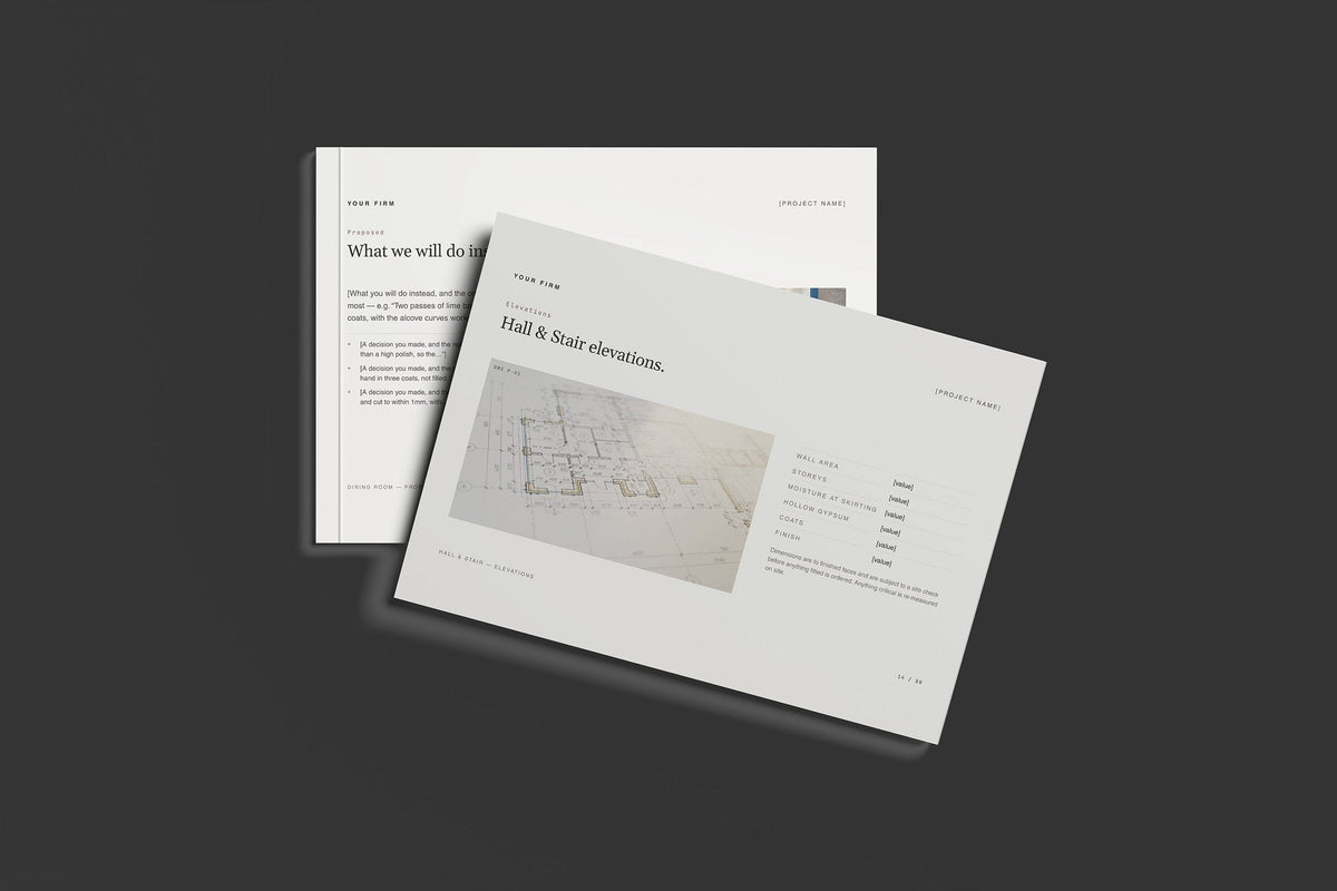 Polished Plaster Client Package, Standard colourway, front and back cover mockup
