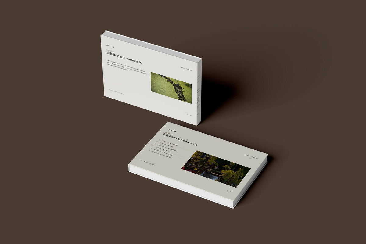Ponds and Water Features Client Package, Oat colourway, floating books mockup