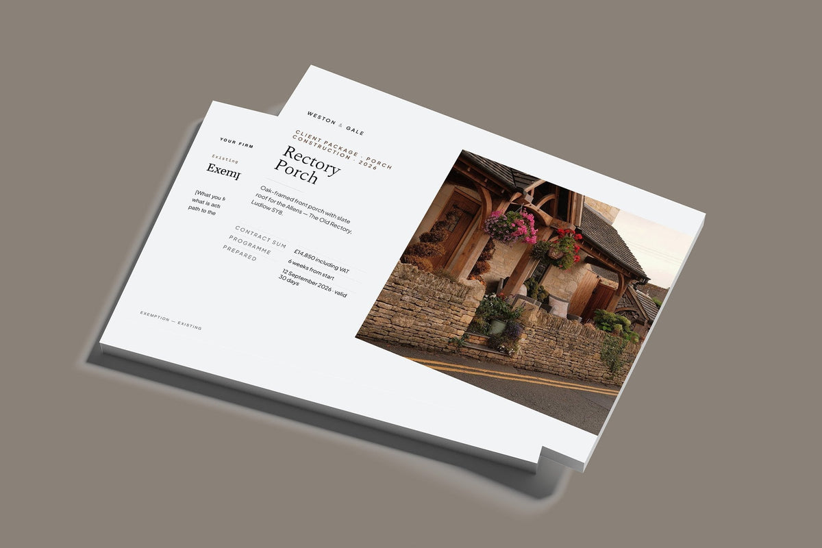 Porch Client Package, Slate colourway, stacked books mockup