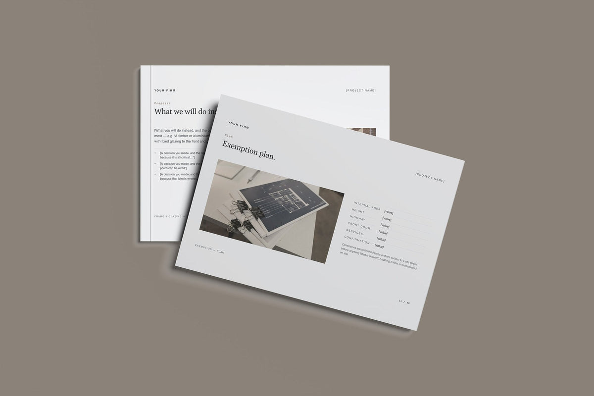 Porch Client Package, Slate colourway, front and back cover mockup