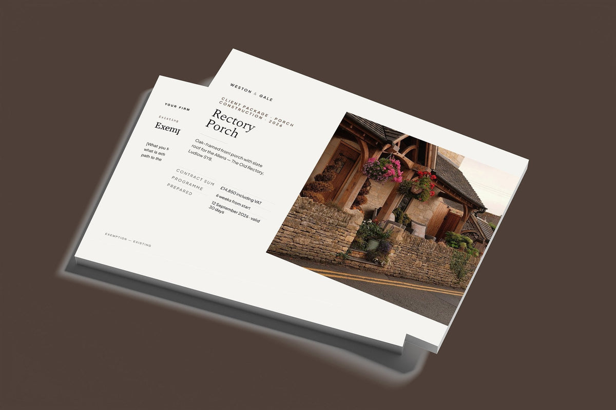 Porch Client Package, Standard colourway, stacked books mockup