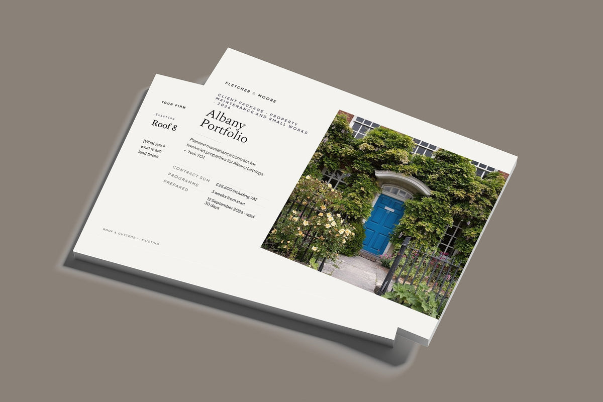 Property Maintenance Client Package, Standard colourway, stacked books mockup