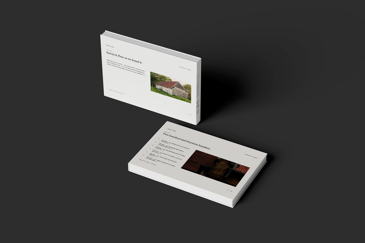 Rainwater Goods Client Package, Ivory colourway, floating books mockup