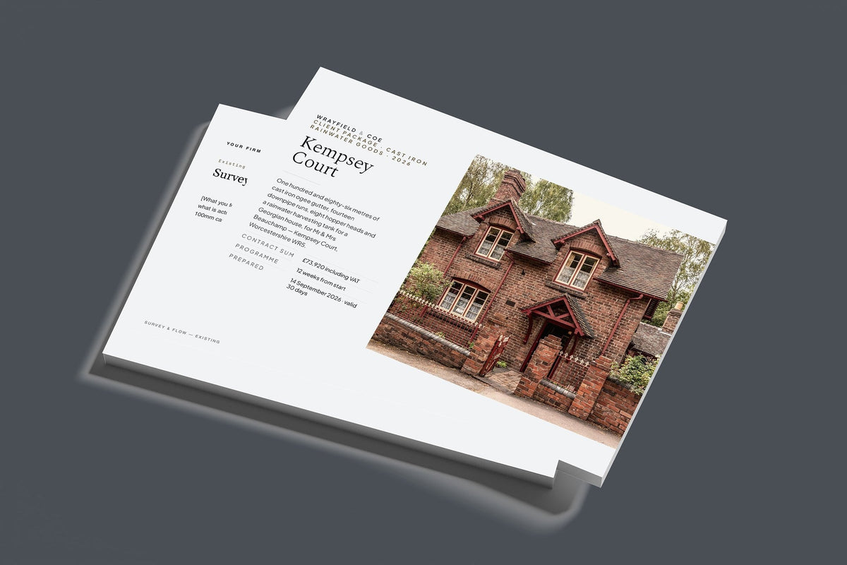Rainwater Goods Client Package, Slate colourway, stacked books mockup