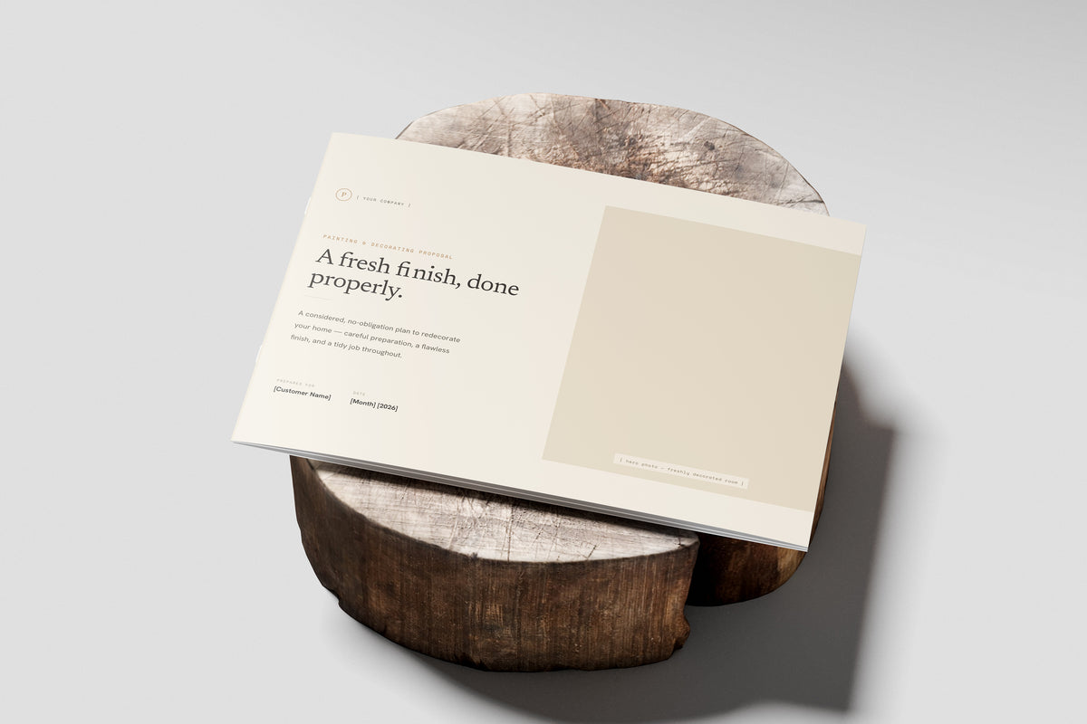 Beige Residential Painting and Decorating Proposal Template in PowerPoint, cover page shown in print