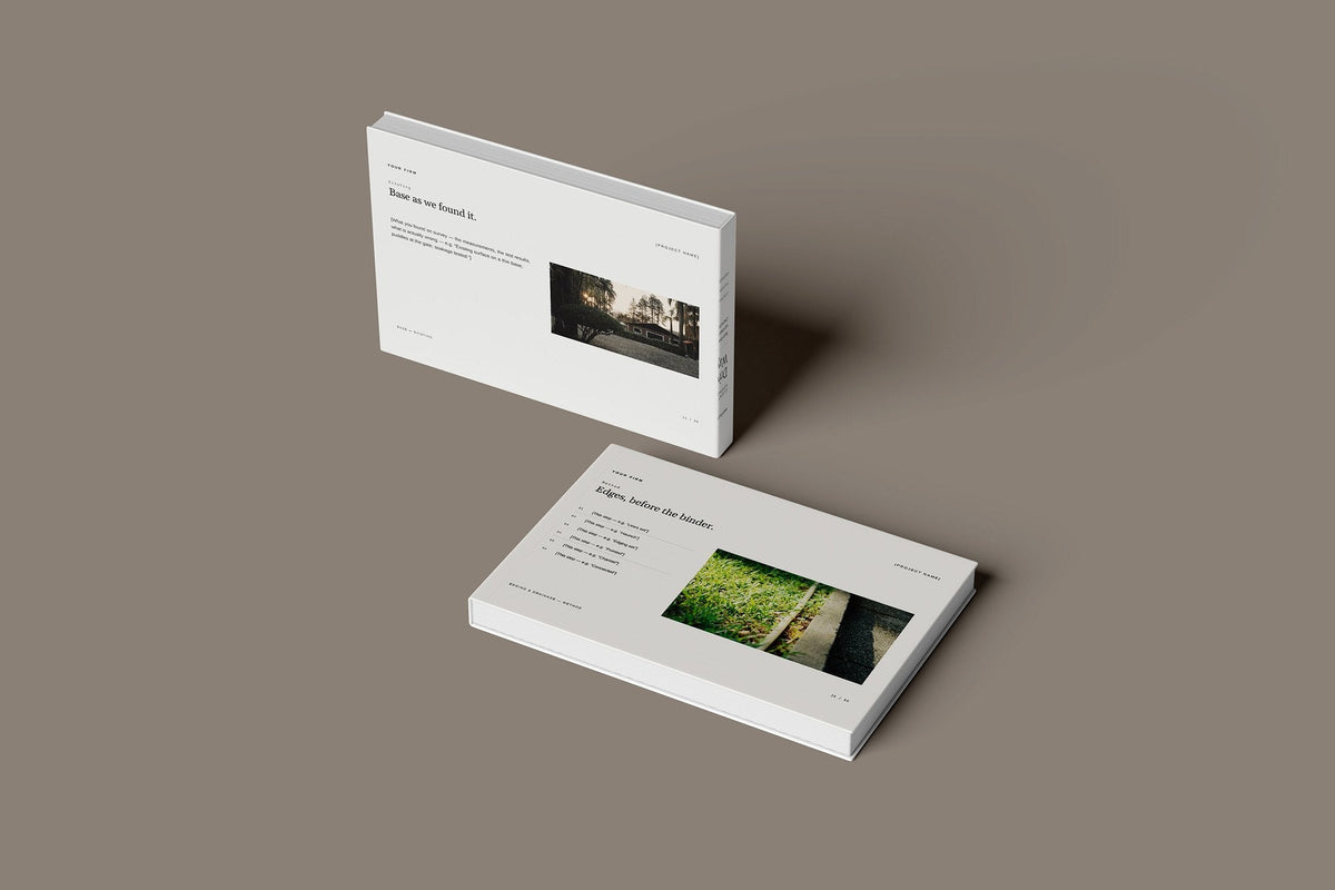 Resin Bound Surfacing Client Package, Ivory colourway, floating books mockup