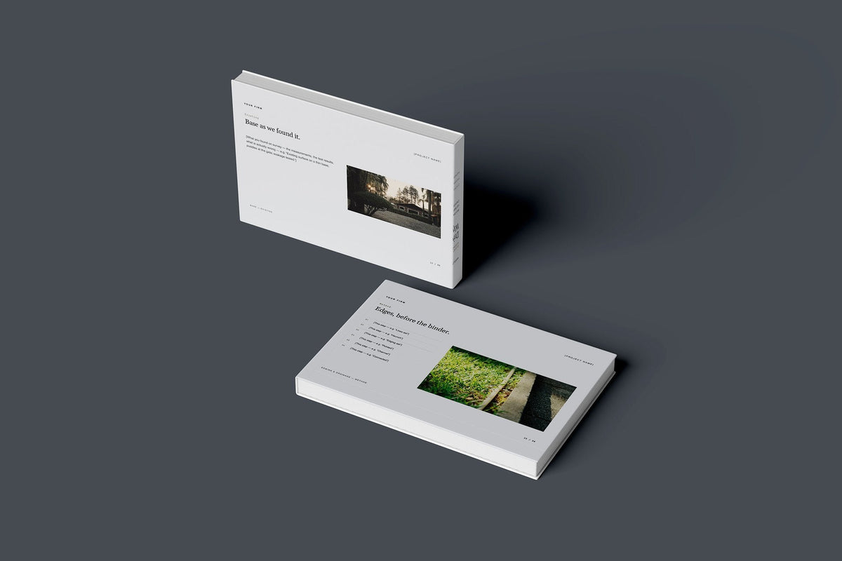 Resin Bound Surfacing Client Package, Slate colourway, floating books mockup