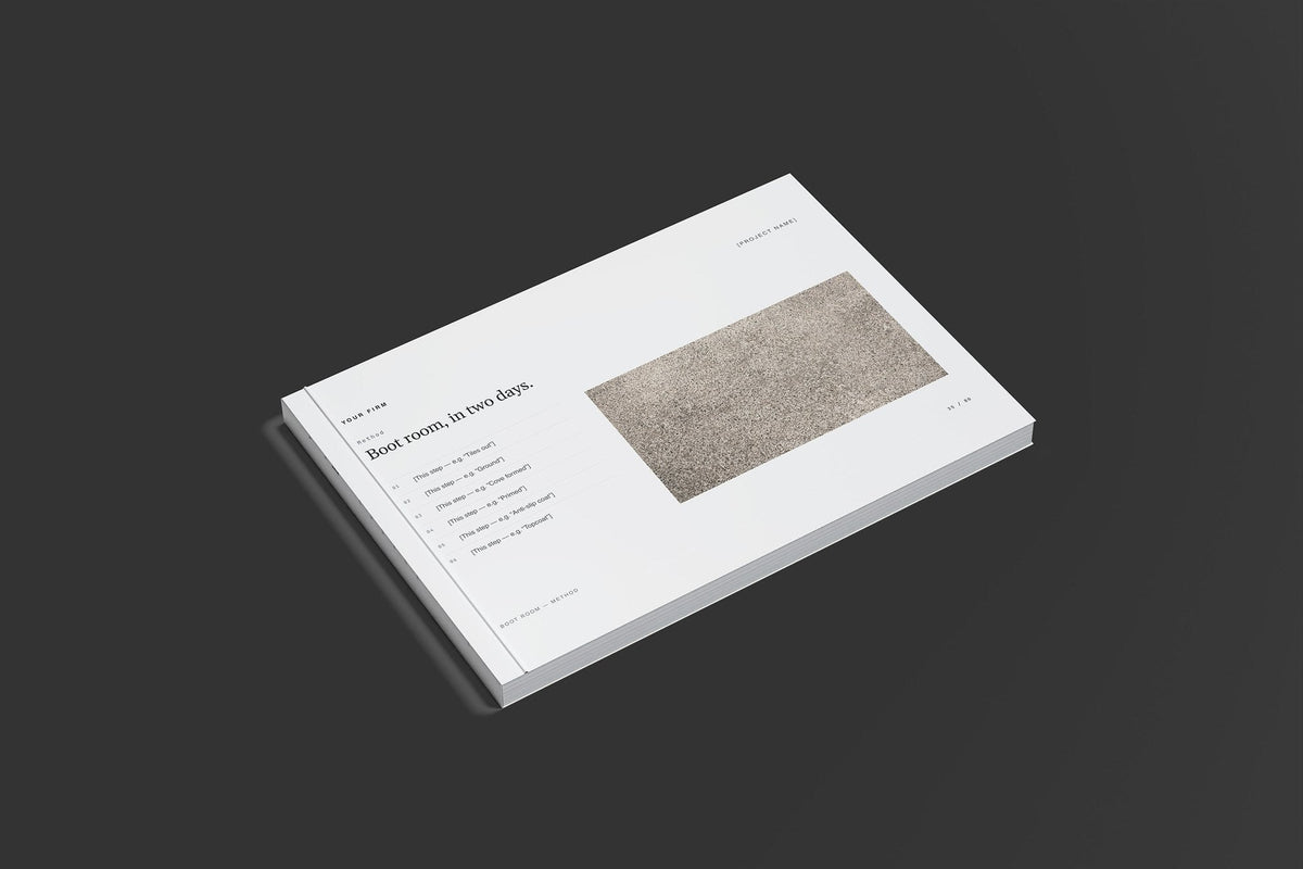 Resin Flooring Client Package, Slate colourway, closed magazine mockup