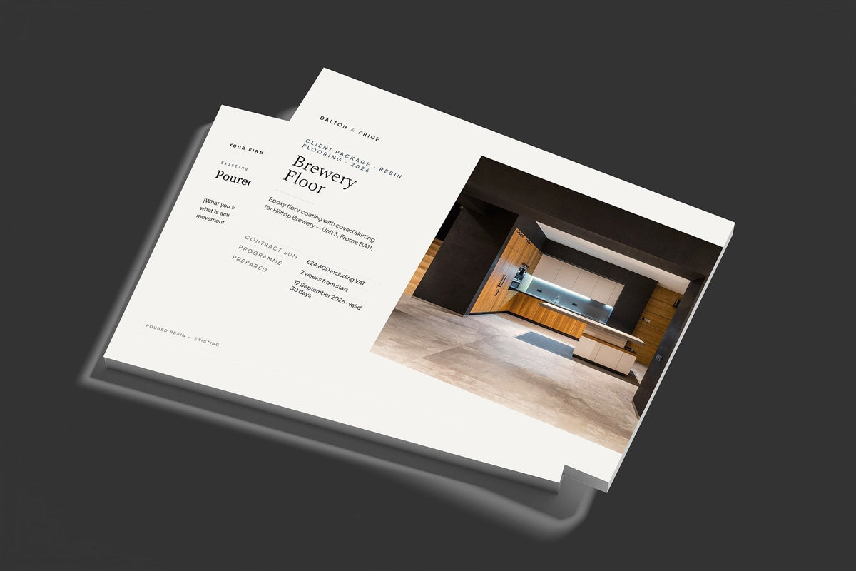 Resin Flooring Client Package, Standard colourway, stacked books mockup