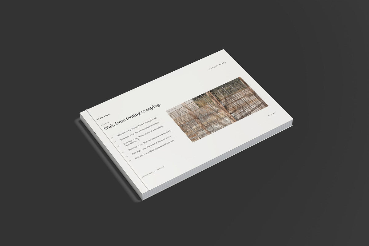 Retaining Walls and Gabions Client Package, Standard colourway, closed magazine mockup