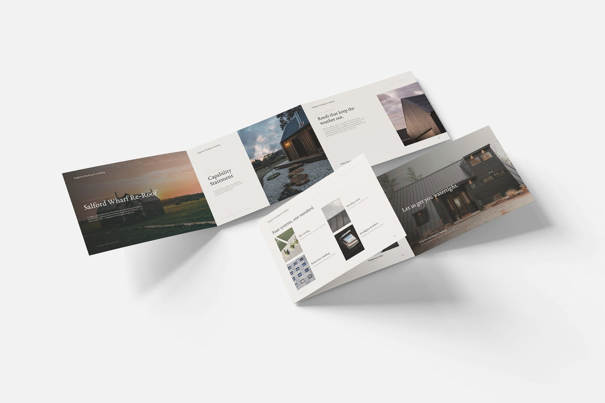Roofing & Cladding Contractor Project Pack in PowerPoint, fold out pages laid together