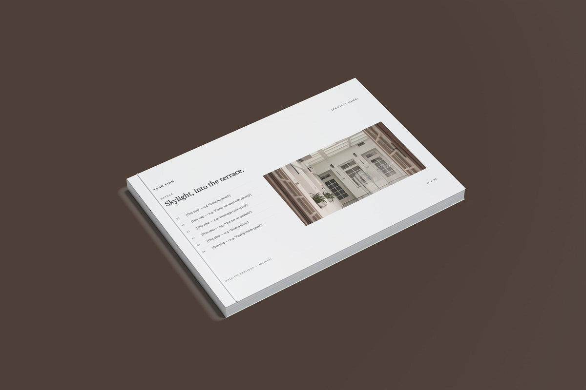 Roof Lanterns and Skylights Client Package, Slate colourway, closed magazine mockup